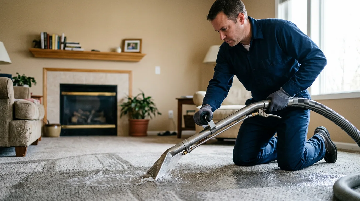 Water damage restoration technician working near Elmira, MI